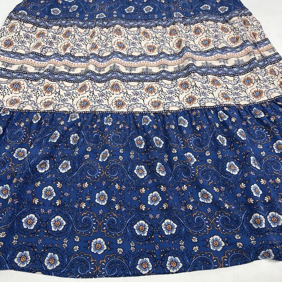 NEW Lucky Brand Blue Floral Fit & Flare Drawstring Waist Midi Sundress XL - Picture 6 of 9